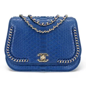 Blue Python Chain Mini Messenger Bag