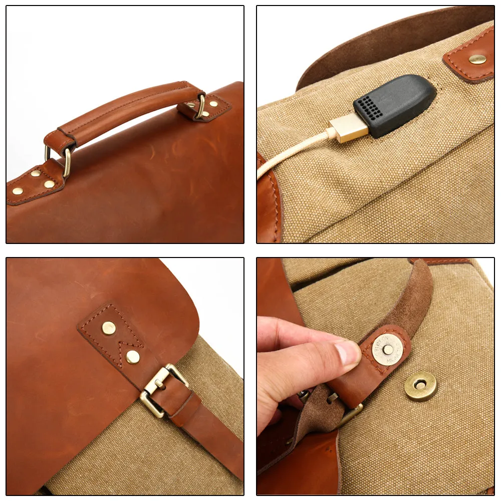 Messenger Bag | Briefcase <br> Genuine Leather | Canvas